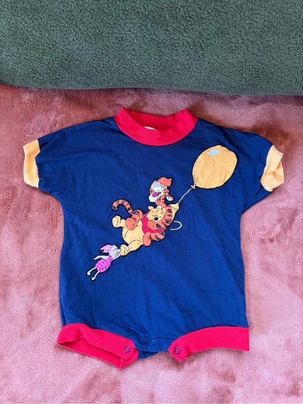 Navy Winnie the Pooh Balloon Short Sleeve One-Piece